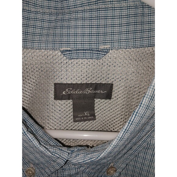 Eddie Bauer Men's XL Blue Plaid Short Sleeve Button Up Shirt - Picture 4 of 8